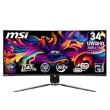MSI MPG 341CQPX QD-OLED 34 Inch 2K UWQHD Curved Gaming Monitor – 3440 x 1440(21:9) QD-OLED Panel, 240Hz / 0.03ms, 99.3% DCI-P3, ΔE≤2, DisplayHDR True Black 400, DP 1.4a, HDMI 2.1, USB Type C(PD:98W)