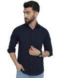 Indian Needle Navy Striped Casual Shirt for Men’s (Navy, S)