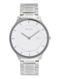 Titan Edge Metal Quartz Analog White Dial Silver Stainless Steel Strap Watch for Men – NT1843SM02