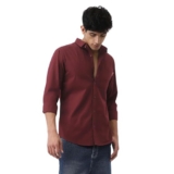COMBRAIDED Men’s Cotton Blend Western Shirt – Solid Color Full Sleeve Spread Collar Casual for Men | Stylish Slim Fit Button-Down Shirt for Everyday (in, Alpha, M, Regular, Maroon)