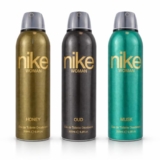 Nike Woman Deodorant Spray Pack of 3 – Honey, Oud & Musk Long Lasting Fragrance Body Spray for Women | 24H Freshness | 200ml Each