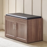 Home Centre | Helios Alton Shoe Cabinet | 12 Pairs, Cushioned Seat | Engineered Wood | Walnut | 1 Year Warranty