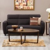 Home Centre | Helios Emily 3-Seater Fabric Sofa | Sofa for Living Room | Solid Wood | Rich Brown | 1 Year Warranty