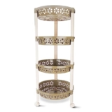 Nayasa Candy Round Trolley 4 Layers | Kitchen Organizer | Shelf Organizer | Vegetable Basket for Onion, Potato | Vegetable Trolley with Wheel | 33.5 X 33.5 X 79 cm | Green