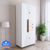 CARLTON LONDON Willy Engineered Wood 3 Door Wardrobe(Finish Color – White, Knock Down)