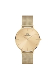 Daniel Wellington Petite Analog Watch for Women with Gold Round Dial & Gold Stainless Steel Bracelet Band Water Resistant Women’s Wrist Watches – DW00100474K