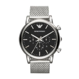 Emporio Armani Stainless Steel Analog Black Dial Men Watch-Ar1808, Silver Band