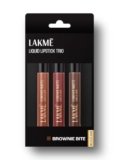 Lakme Liquid Lipstick Trio- Brownie Bite, Forever Matte, Pack of 3, Light-weight, 16.8 ml