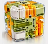 3D Maze Puzzle Cube with Metal Ball Inside – Transparent Handheld Marble Run Brain Teaser Game for Kids & Adults | Focus Skill Development Educational Toy and Stress Relief Challenge