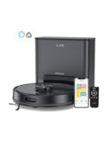 ILIFE T20s Ultra Self-emptying Robot Vacuum with LiDAR Navigation and Strong Suction Robotic Floor Cleaner 10Kpa with Reusable Dust Bag, Anti-Bacterial Cleaning, 2 in 1 Mopping and Vacuum (WiFi Connectivity, Google Assistant and Alexa)(Black)
