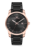 Ferro Stainless Steel Analog Black Dial Men’s Watch-F81883A-898-R, Band_Brown