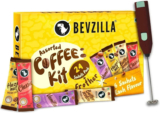 Bevzilla Instant Coffee Gift Box of 24 Assorted Coffee Sachets & Frother Instant Coffee(24 x 2 g, Vanilla, Hazelnut, Unflavoured, Butterscotch Flavoured)