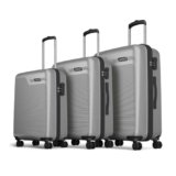 Aristocrat Axis Set of 3 Trolley Bag 56, 66 & 76cm | Small+Medium+Large | Hard Luggage | Smooth 8-Wheel Suitcase | Combination Lock with Sturdy Zipper | 3-Year International Warranty (Silver)
