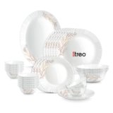 Treo by Milton Opalware Aurelia Silvia Dinner Set of 27 | Serving for 6 | Microwave & Dishwasher Safe | Bone-Ash Free | Tempered Toughness | Plates & Bowls | Crockery Set for Dining & Gifting | White