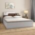 Nilkamal Bruce Wooden Queen Bed with Box Storage | Designer Headboard with Storage | Engineered Wood | 4 Big Compartments | Walnut & White