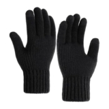 CULT OF CLOTHES Winter Warm Woolen Knitted Hand Gloves & Winter Wear Set for Men & Women | Unisex Free Size | Soft, Stretchable, Thermal Protection | Outdoor Cold Weather Essentials (Black, Free Size)