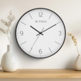 Titan Essence Classic Analog Wall Clock – Black & White Minimal, 30 W x 30 H cm, Plastic