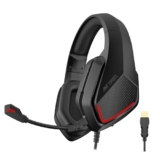 Ant Esports H590 7.1 Surround Sound Gaming Headset, USB Wired Over-Ear Headphones with 50mm Drivers, Noise Cancelling Mic, Red LED, Soft Earmuffs, for PC, PS5, Xbox, Laptop