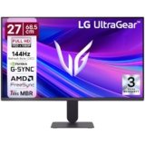 LG 27G411A 68.5 cm(27 Inch) Ultragear FHD(1920 x 1080) IPS Gaming Monitor, 1ms MBR, 144Hz (O/C), HDR10, NVIDIA G-Sync Compatible, AMD FreeSync, HDR10, HDMI, DP, HP Out, Anti-Glare, Slim Stand, Black