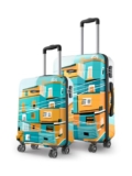 Safari Oasis 2 Pc 56 & 66 cms- Smalln& Medium Polycarbonate (PC) Hard Sided 8 Wheels 360 Degree Rotation Luggage Set/Suitcase Set/Trolley Bag (Multicolor)