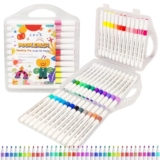 DK trades Professional Acrylic Paint Markers Set, 36 Vibrant Colours, Brush Tip, Water-Based, Non-Toxic, for Rock Painting, Canvas, Glass, Wood, School Projects, with Portable Storage Case