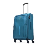 Aristocrat Medium Skyway Size Soft Check in Spinner Luggage (69 Cm)|Spacious Polyester Trolley with 4 Wheels and Combination Lock|Dazzling Teal Blue|Unisex| 3 Years Warranty