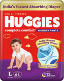 Huggies Complete Comfort Wonder Pants, India’s Fastest Absorbing Diaper | – L(64 Pieces)