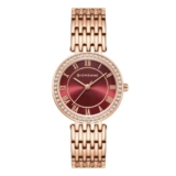 Giordano Eleganza Collection Watch for Women with Stainless Steel Strap and Crystal Embellished Bezel, Roman Numerals