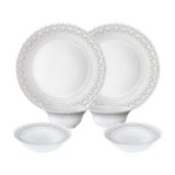 Larah by Borosil Classic Opalware Dinner Set, 6 -Piece, White
