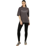 Styli Women Oversized Longline Acid Washed T-Shirt & Leggings Co-Ords