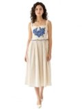 PURVAJA Women’s Fit & Flared Midi Sleeveless Square Solid Dress [PU-120-01-S] Off White