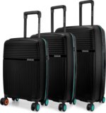 NASHER MILES Phuket Luggage Set 3 (S, M, L) Travel Trolley with Wet Pouch & Shoe Bag Cabin & Check-in Set 8 Wheels – 28 inch