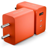 APTIVOS 65 W GaN 3.1 A Wall Charger for Mobile(65Watt USB Type C & Type A Charger Nothing All Phones / iPads / Tabs – Orange)