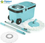 Flipkart SmartBuy 360 Degree Bucket Mop with Steel Spinner 2 Refill Mop Set of 1 Mop Set(Blue)