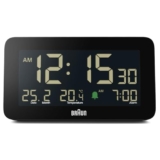 Braun Digital Alarm Clock with Date, Month and Temperature Displayed, Negative L, Plastic, 13 Cm, 7 Cm, Black