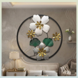 THEDIVINEINN Luxury Metal Floral Wall Decor Hanging Artwork for Bedrooms(40 cm X 40 cm, Grey)