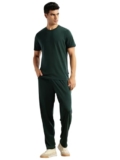 Thomas Scott Men’s Solid Polyester Relaxed Fit T-Shirt & Joggers Co-Ords Set with Round Neck & Short Sleeves (TMSTCS002_BottleGreen_M)
