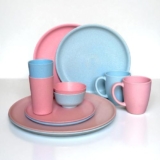 Happy Cove Eco Friendly 12pc Couple Dinner Set – Rice Husk, Wheat Straw, Bamboo Fibre – Microwave Safe Bowl Set, Plates Set and Glass Set – Sustainable and Durable Stainproof Tableware, Multicolour