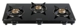 Havells Calore Gas stove |3 Heavy Duty Forged Brass Burner|6 mm Toughened Glass|Premium Valves|Removable Drip Tray|Soft Touch Knobs|5 year Warranty on Burners, Glass & Valves by Havells (Black)