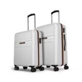 Aristocrat Atlas Set of 2 Trolley Bag 55cm & 66cm | Small+Medium | Hard Luggage | Smooth 8-Wheel Suitcase | Secure Combination Lock with Sturdy Zipper | Full Fabric Convipack| 3-Year Warranty (White)