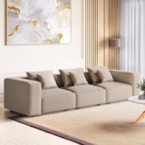 Home Centre 3 Seater Mills Fabric Sofa| Fabric Sofa| (Beige) |Two Year Warranty