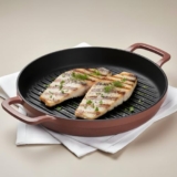Ember Cookware Pre-Seasoned Cast Iron Grill Pan 26 cm | Induction Cookware | 10 Year Warranty | Cast Iron Cookware | Heavy Duty | Griddle Pan for Steak, Vegetables & Sandwich | Terracotta