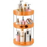 Aliensware 3 Layer 360° Rotating Makeup Organizer Box, Cosmetic Storage Drawers, Plastic Bathroom Vanity Makeup Holder Stand for Lipsticks, Nail Polishes,Dressing Table,Perfume & Accessories(saffron)
