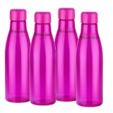 Floraware Food Grade Premium Plastic Fridge Round Water Bottle, Drinking Bottle, 1000ml Pack of 4, Pink