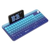 Portronics Bubble 4.0 Wireless Keyboard with Bluetooth + 2.4 GHz USB Receiver, Rechargeable Battery, Volume Control Knob, Multimedia Hotkeys with Numpad, for Laptop, PC, Smartphone, Tablet(Blue)