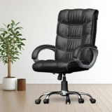 FUGO FG10 Orthopedic Boss Chair with 3 Year Warranty | Leatherette Office Chair | Ergonomic Executive Chair with Spacious Cushioned Seat | Heavy Duty Metal Base | Rocking Function (Black)