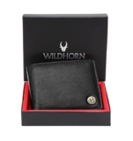 WildHorn RFID Protected Leather Wallet for Men, Black