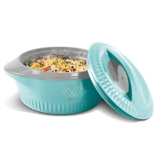 MILTON Royal 1000 Serving Casserole Double Walled Inner Stainless Steel, PU Insulated Kitchen Hot Pot, Keeps Food hot & Fresh for Roti, Biryani, 830 ml Blue