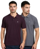 LUX PARKER Men’s Solid Regular Fit T-Shirt 1101_DRKGR_PPL_S_2PC