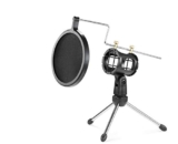 Powerpak F-9 Foldable Desktop Microphone Tripod Stand with Shock Mount Mic Holder (Black)